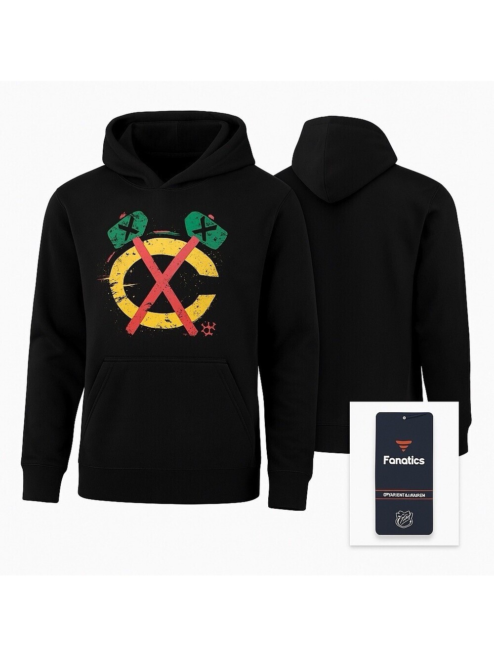 Chicago Blackhawks Fanatics NHL Medium Black Hoodie Pullover Official Licensed